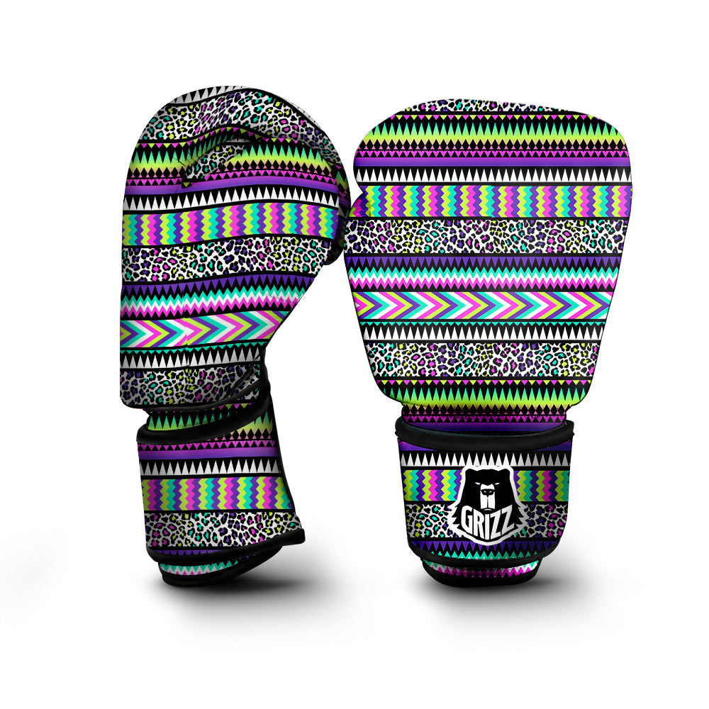Navajo Tribal Colorful Leopard Print Boxing Gloves-grizzshop