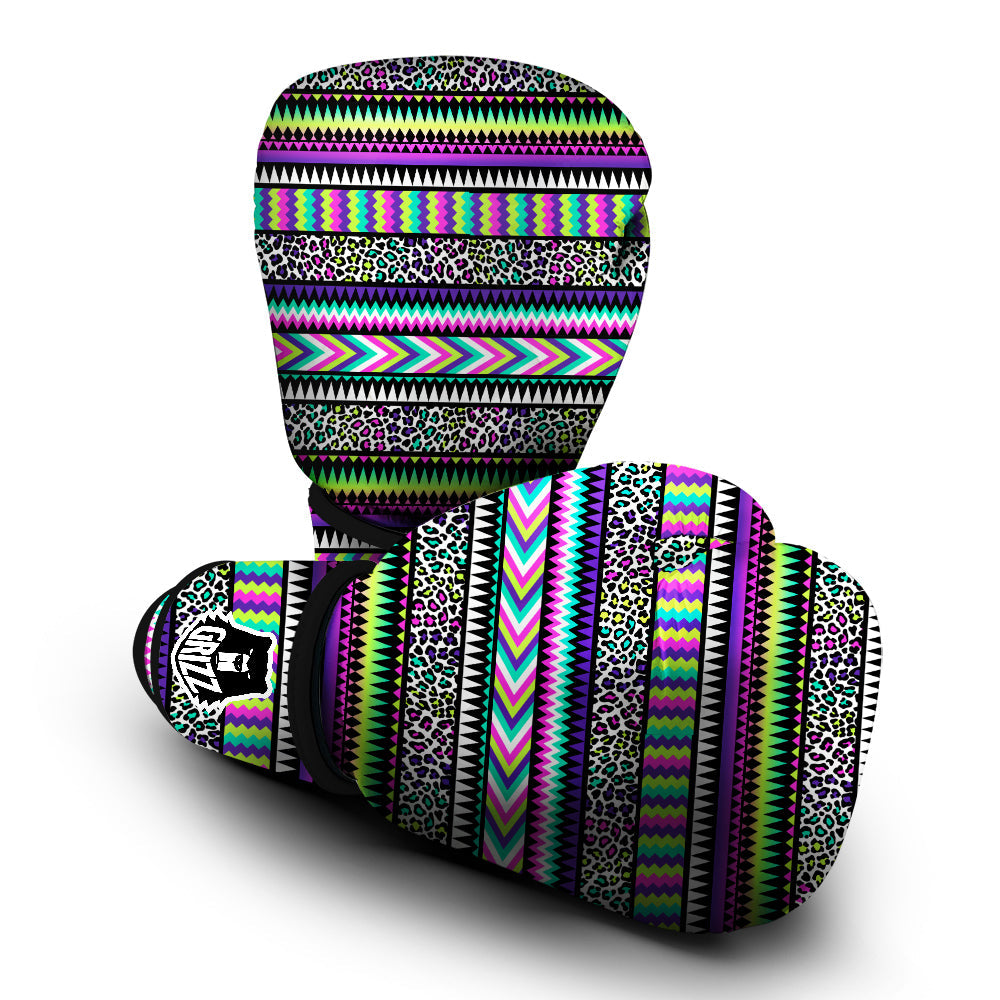 Navajo Tribal Colorful Leopard Print Boxing Gloves-grizzshop