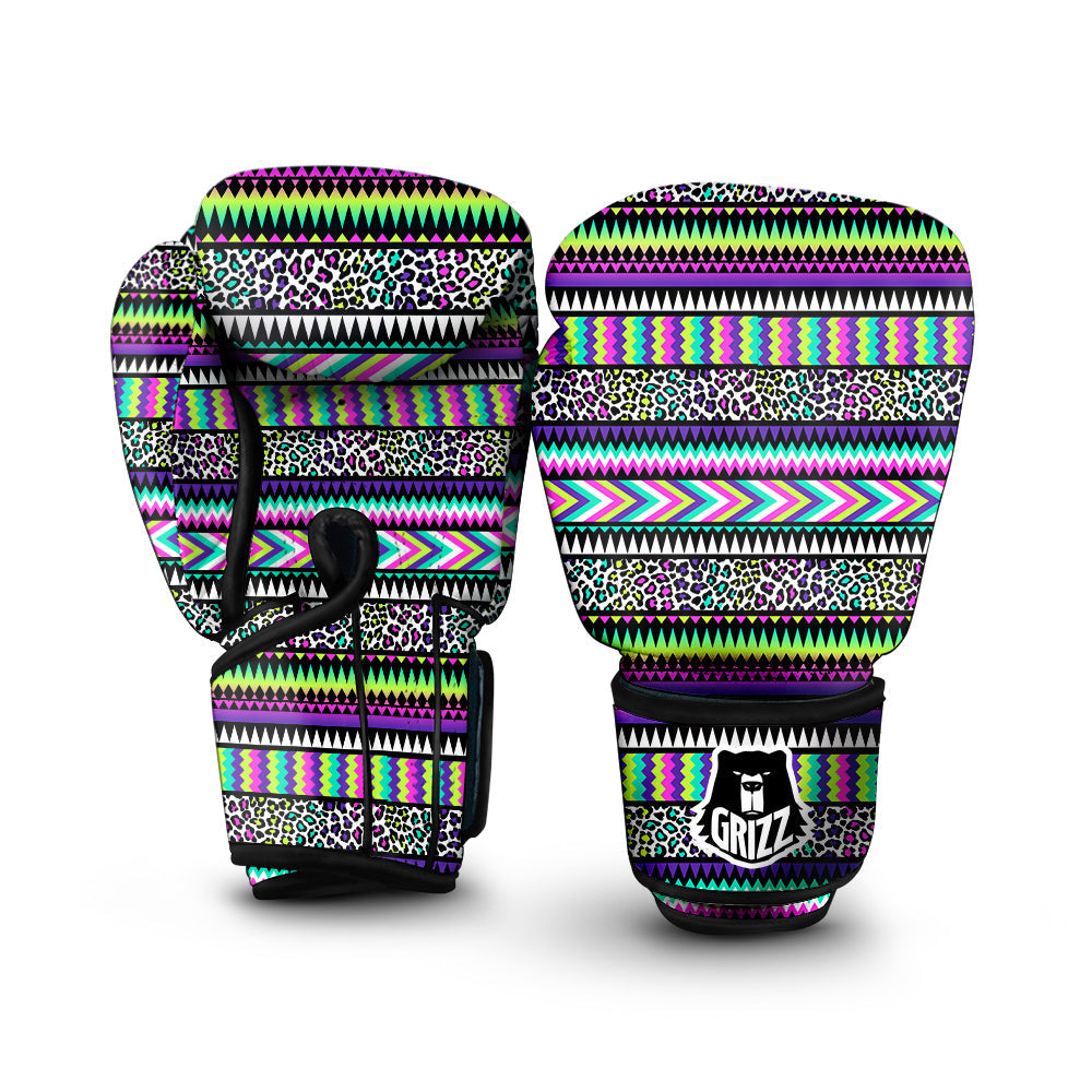 Navajo Tribal Colorful Leopard Print Boxing Gloves-grizzshop