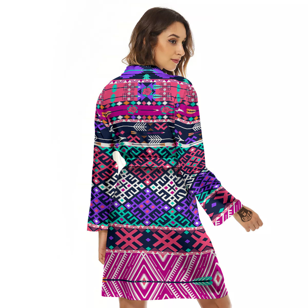 Navajo Tribal Colorful Native Print Women's Robe-grizzshop
