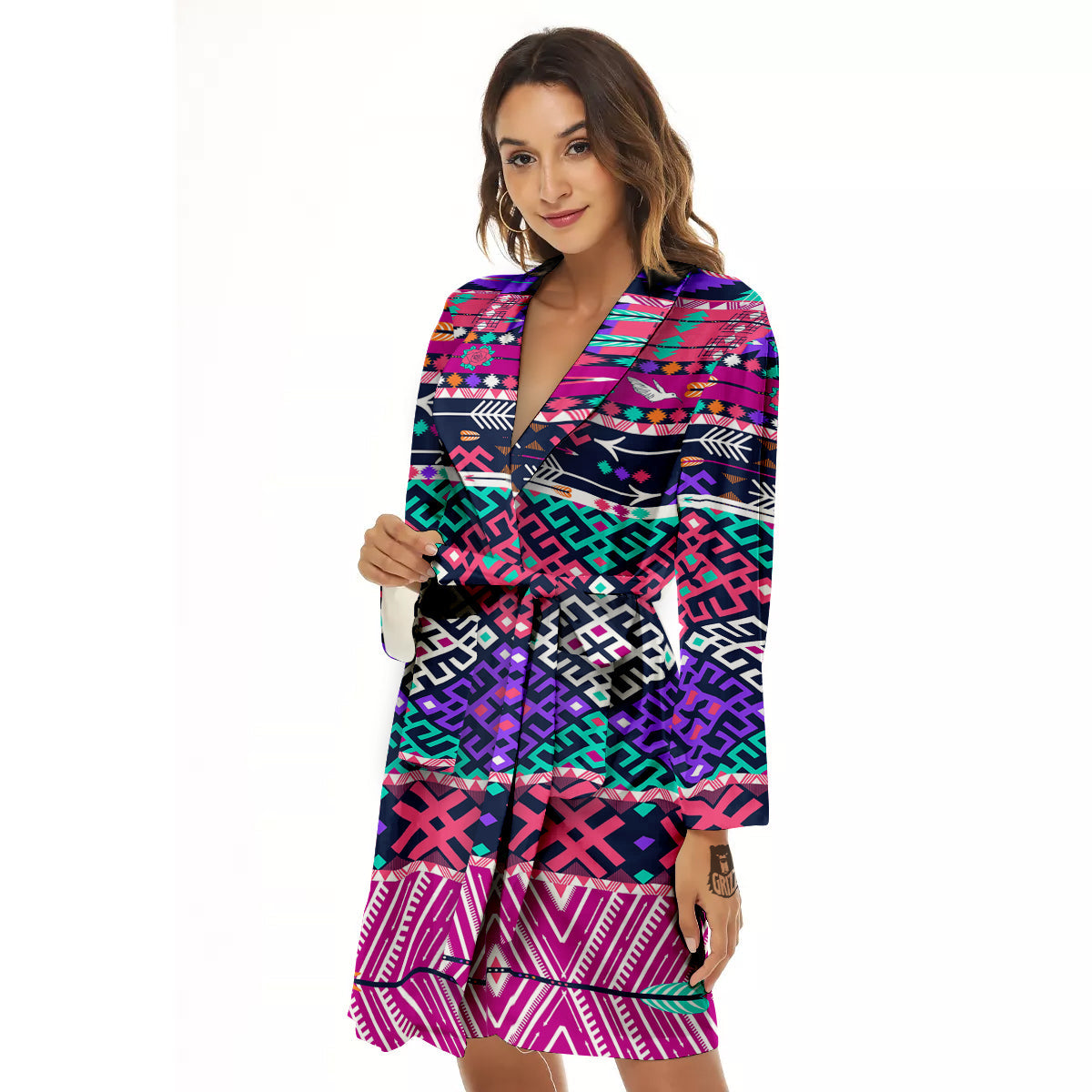 Navajo Tribal Colorful Native Print Women's Robe-grizzshop