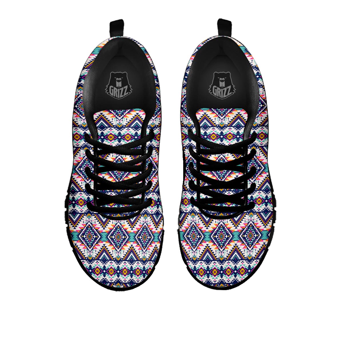 Navajo Tribal Pendleton Print Pattern Black Sneaker-grizzshop