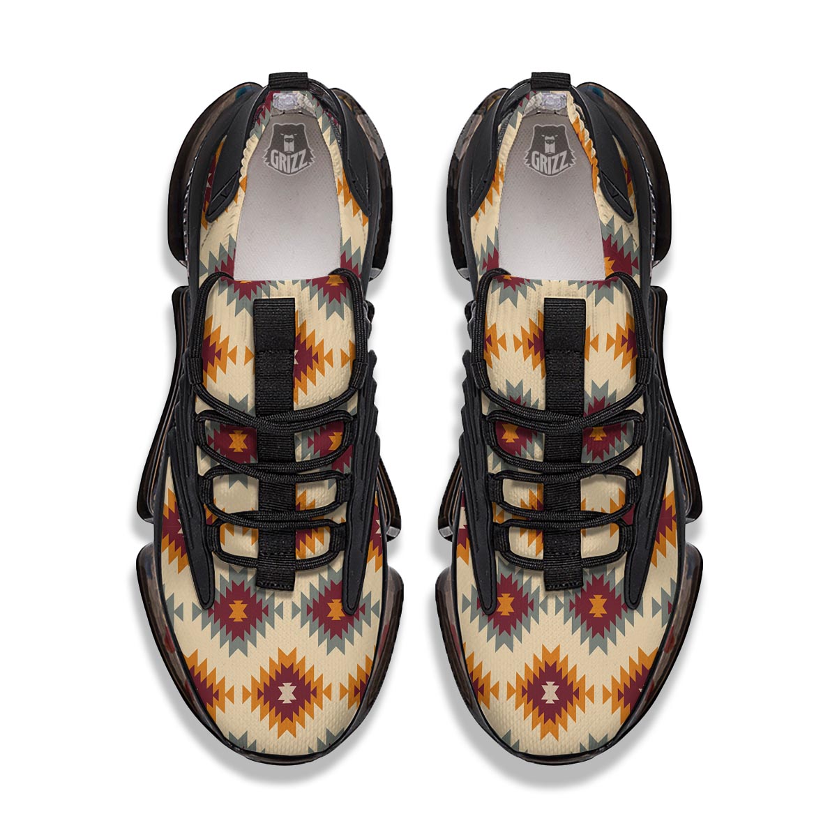 Navajo Tribal Southwestern Print Pattern Black Gym Shoes-grizzshop