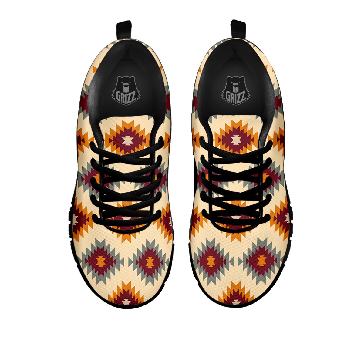 Navajo Tribal Southwestern Print Pattern Black Sneaker-grizzshop