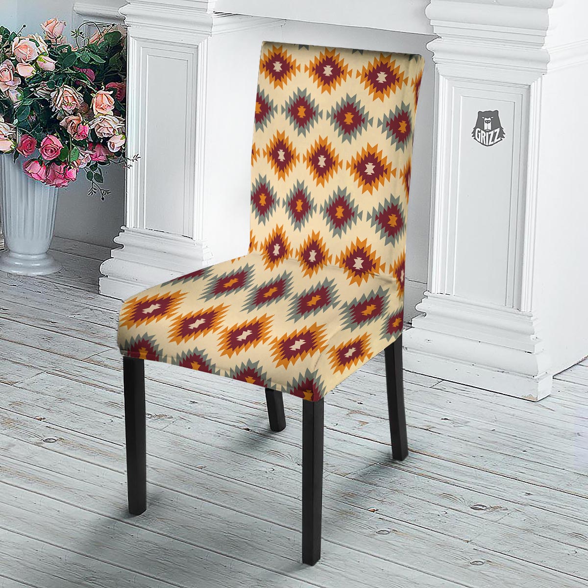 Navajo Tribal Southwestern Print Pattern Dining Chair Slipcover-grizzshop
