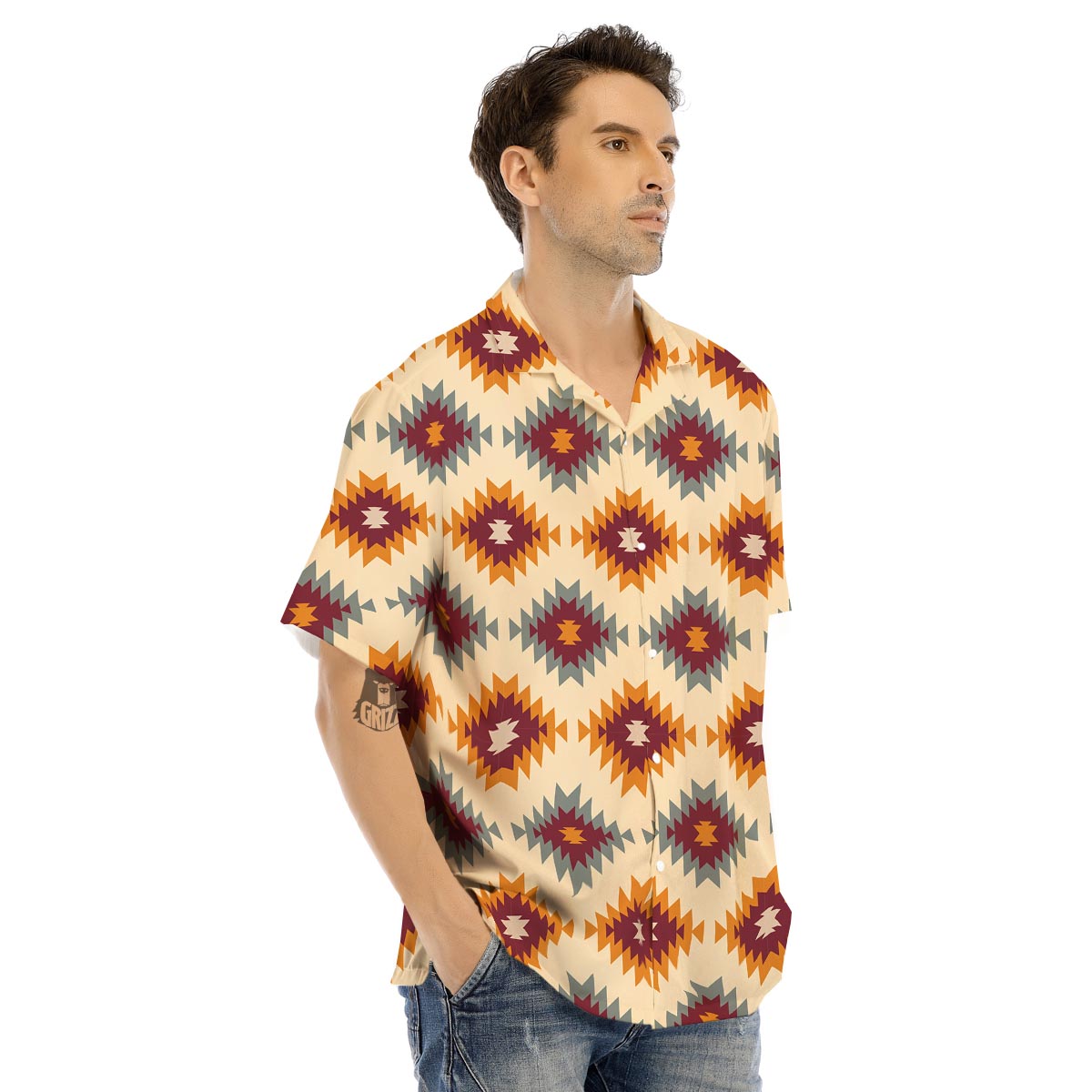 Navajo Tribal Southwestern Print Pattern Men's Hawaiian Shirt-grizzshop