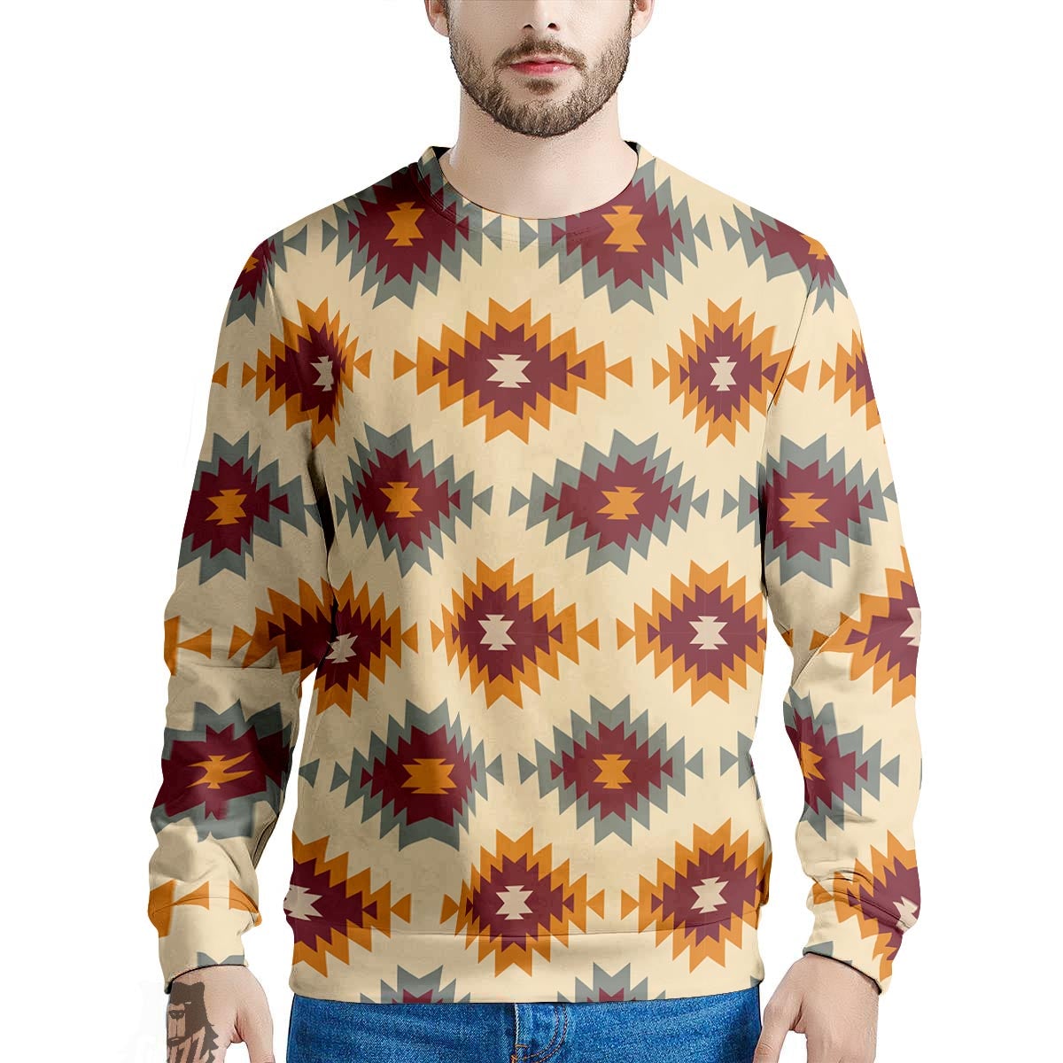 Navajo Tribal Southwestern Print Pattern Men's Sweatshirt-grizzshop
