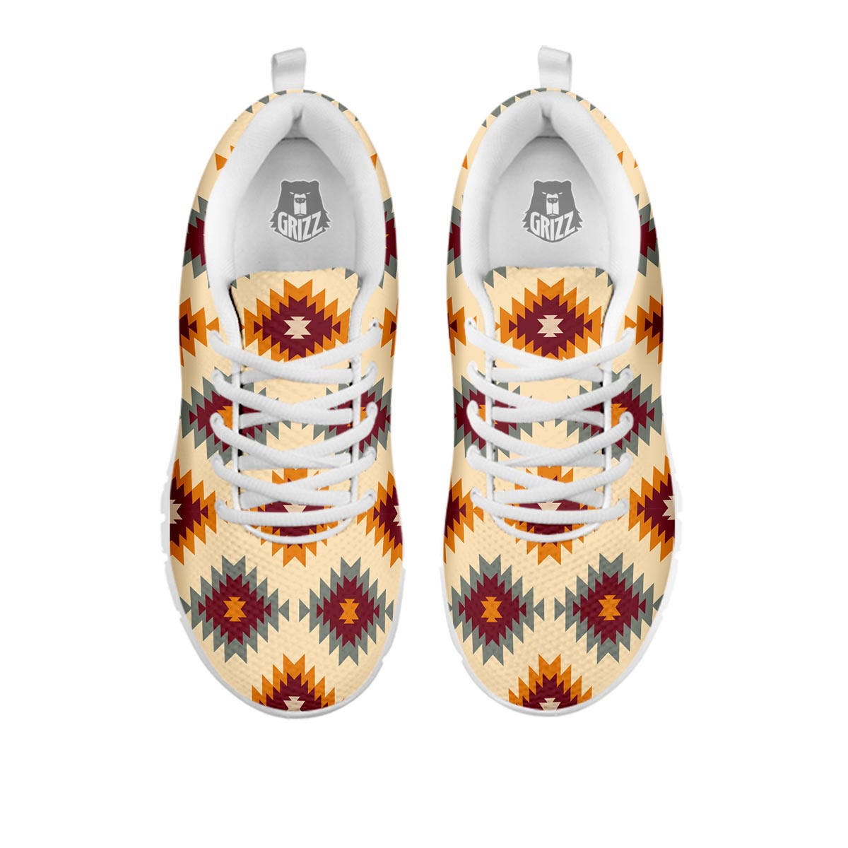 Navajo Tribal Southwestern Print Pattern White Sneaker-grizzshop