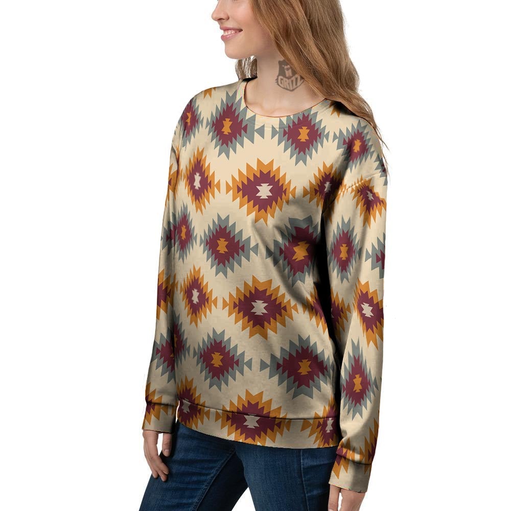 Navajo Tribal Southwestern Print Pattern Women's Sweatshirt-grizzshop