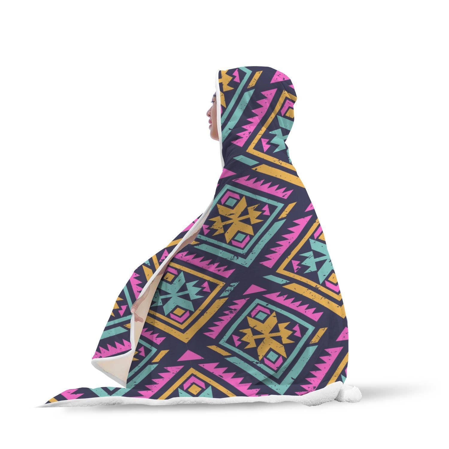 Navajo Aztec Tribal Native Indians American Print Hooded Blanket-grizzshop