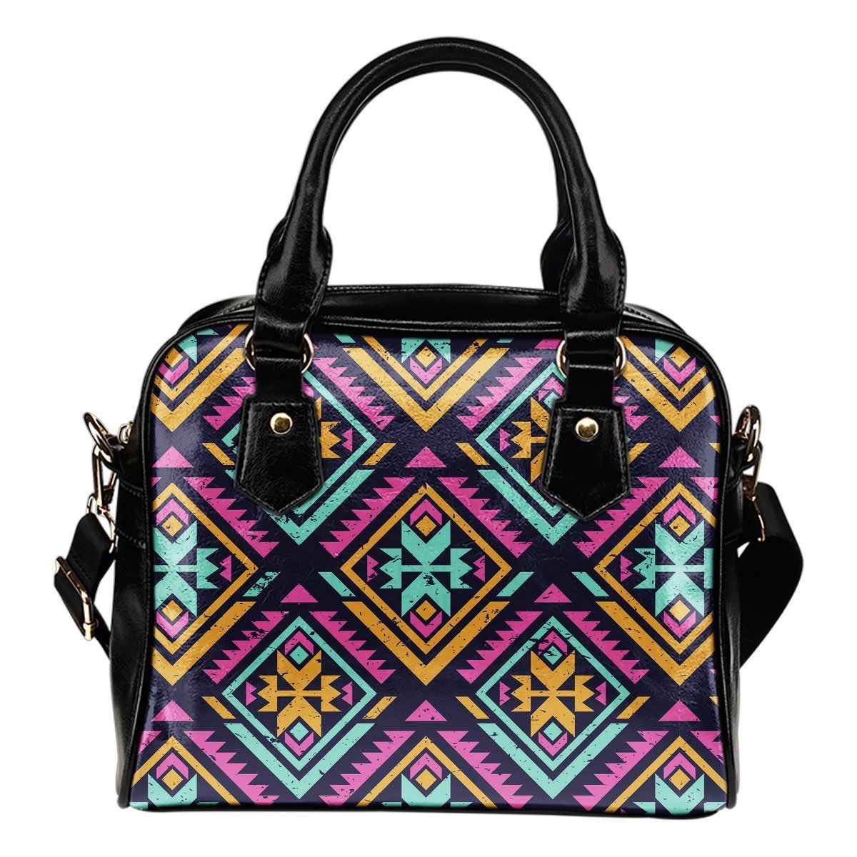 Navajo Indians Aztec Tribal Native American Print Leather Shoulder Handbag-grizzshop