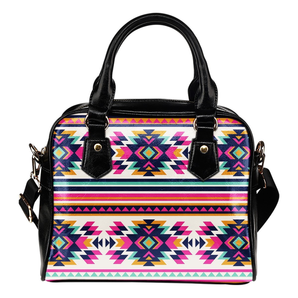 Navajo Native American Indians Aztec Tribal Print Leather Shoulder Handbag-grizzshop