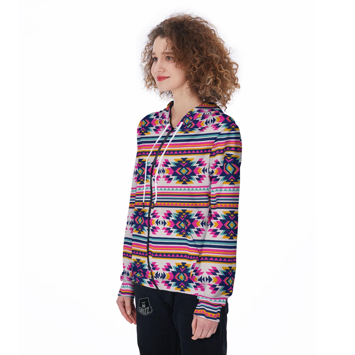 Navajo Native American Indians Aztec Tribal Print Women Zip Up Hoodies-grizzshop