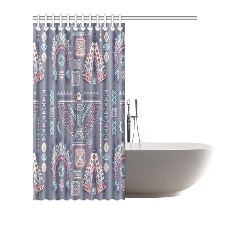 Navajo Native Aztec Indians American Tribal Print Bathroom Shower Curtain-grizzshop