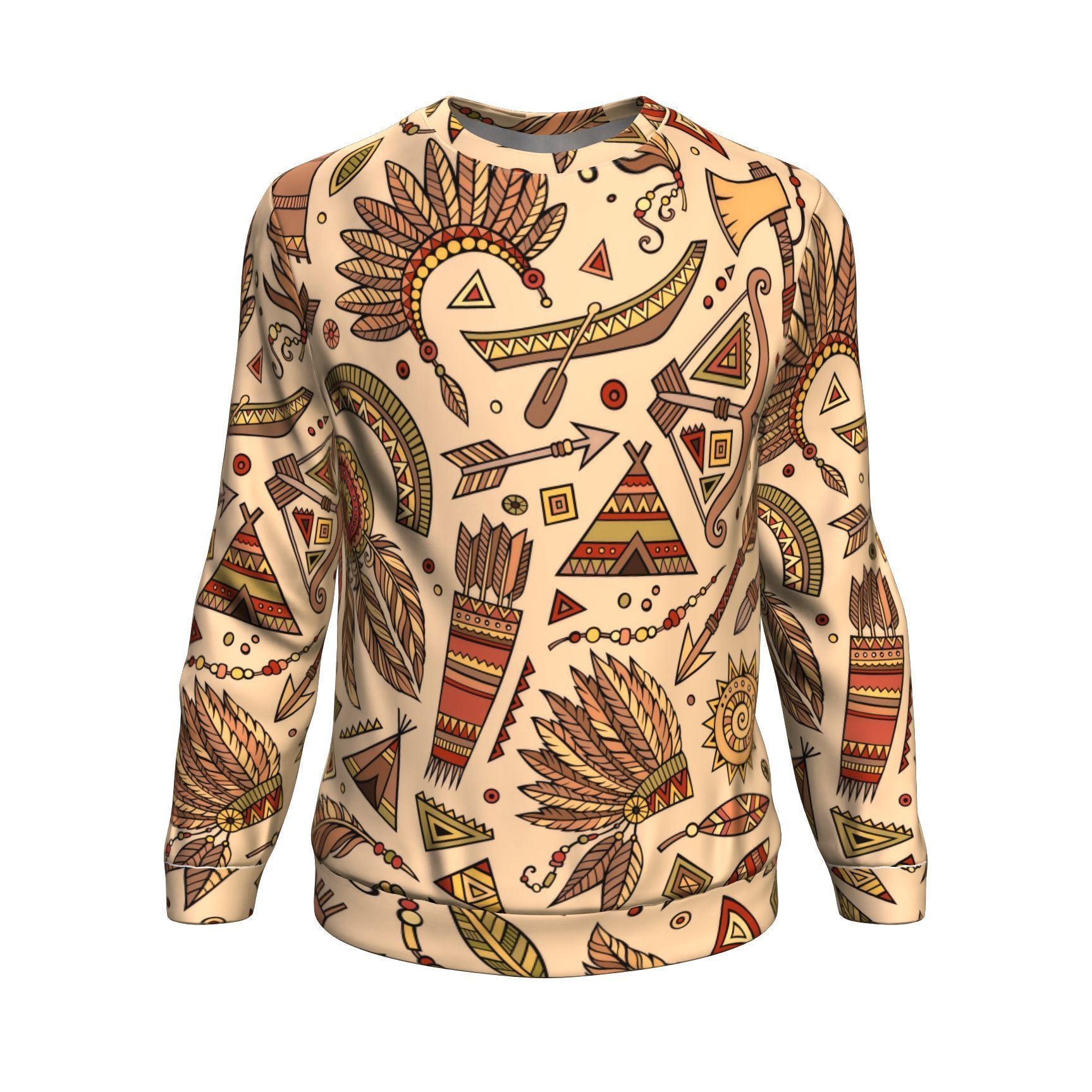 Navajo Tribal Aztec Native Indians American Print Men Crew Neck Sweatshirt-grizzshop