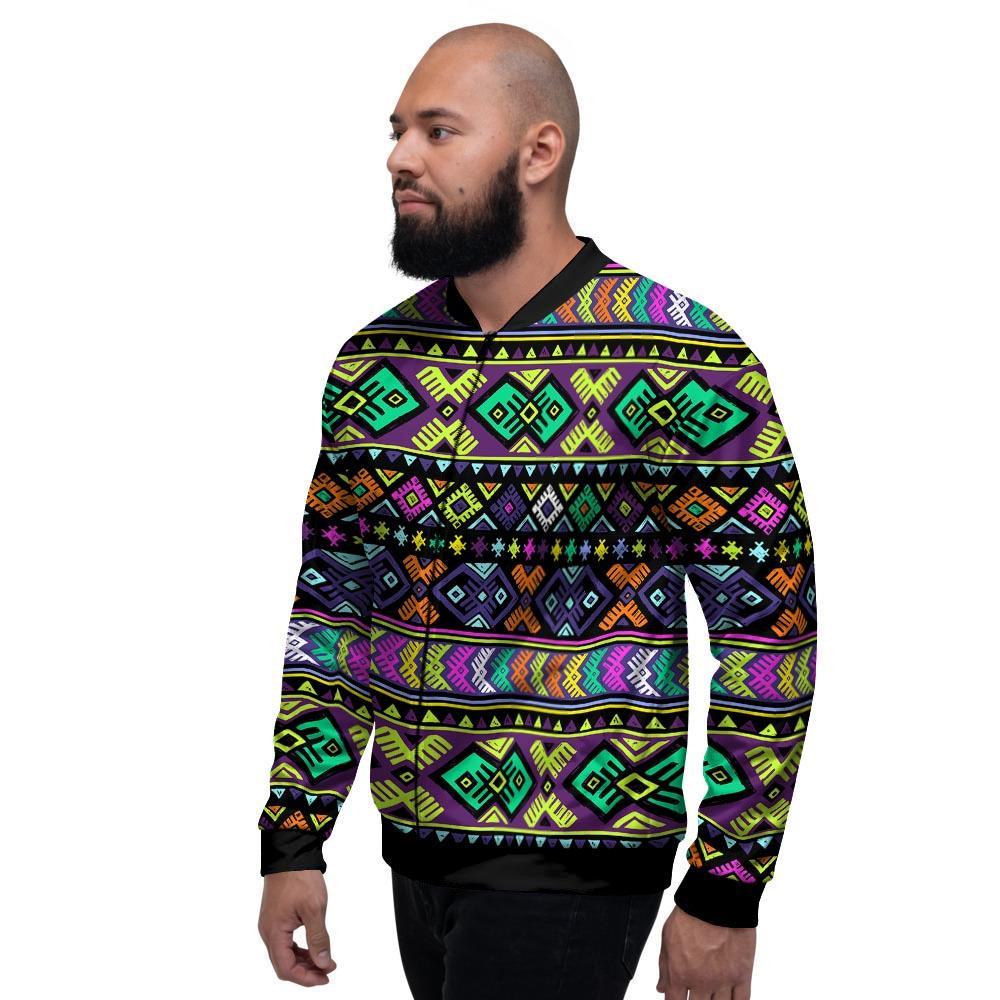 Navojo Aztec Print Men's Bomber Jacket-grizzshop