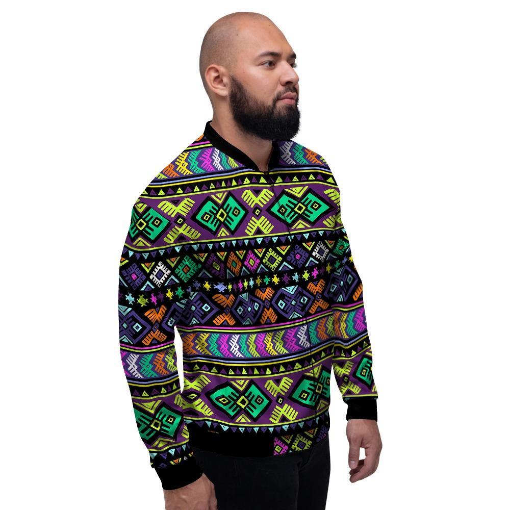 Navojo Aztec Print Men's Bomber Jacket-grizzshop