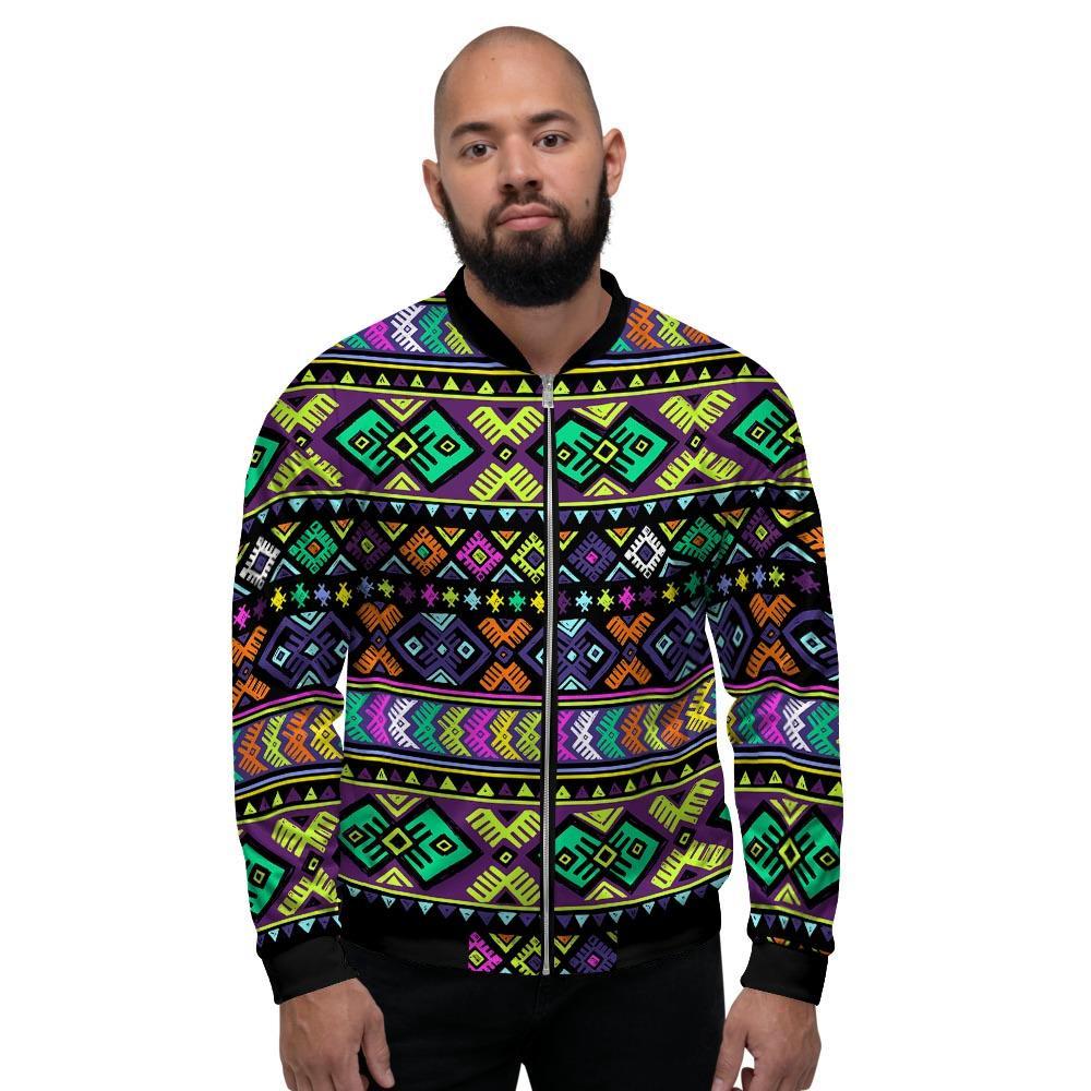 Navojo Aztec Print Men's Bomber Jacket-grizzshop