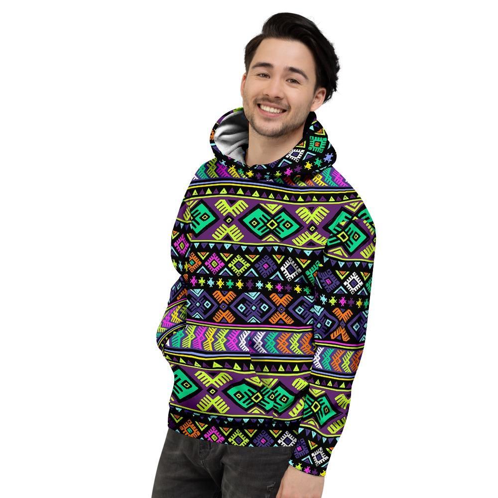 Navojo Aztec Print Men's Hoodie-grizzshop