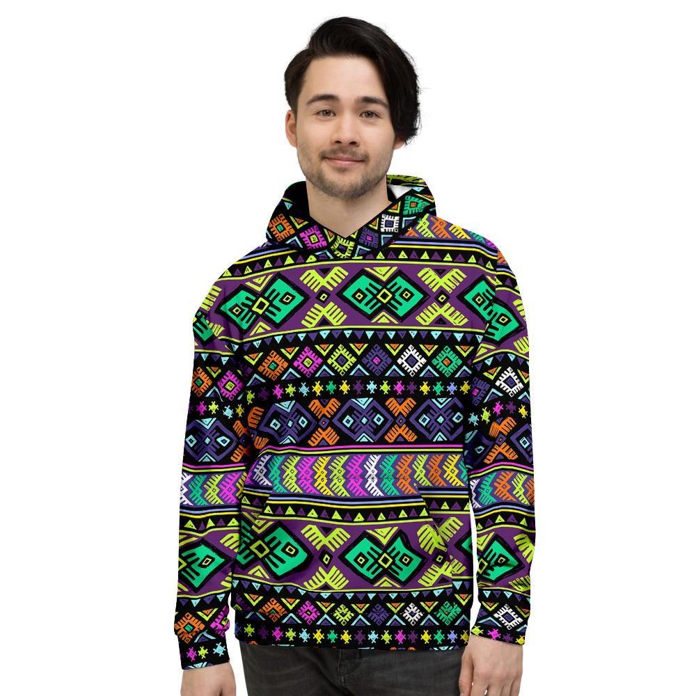 Navojo Aztec Print Men's Hoodie-grizzshop