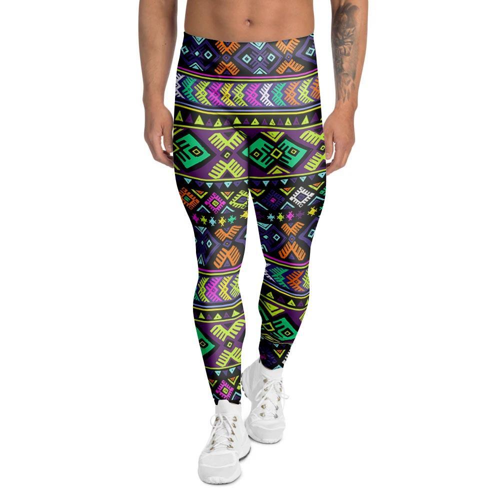 Navojo Aztec Print Men's Leggings-grizzshop