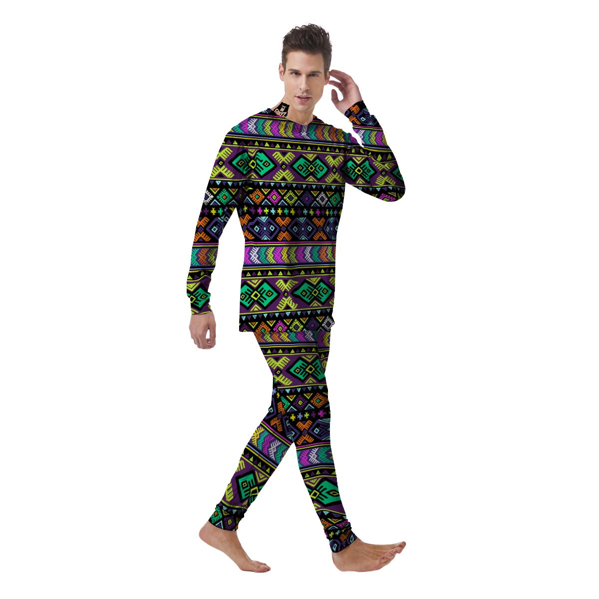 Navojo Aztec Print Men's Pajamas-grizzshop