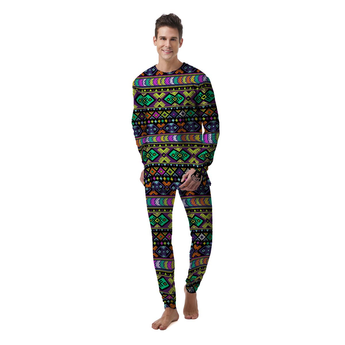 Navojo Aztec Print Men's Pajamas-grizzshop