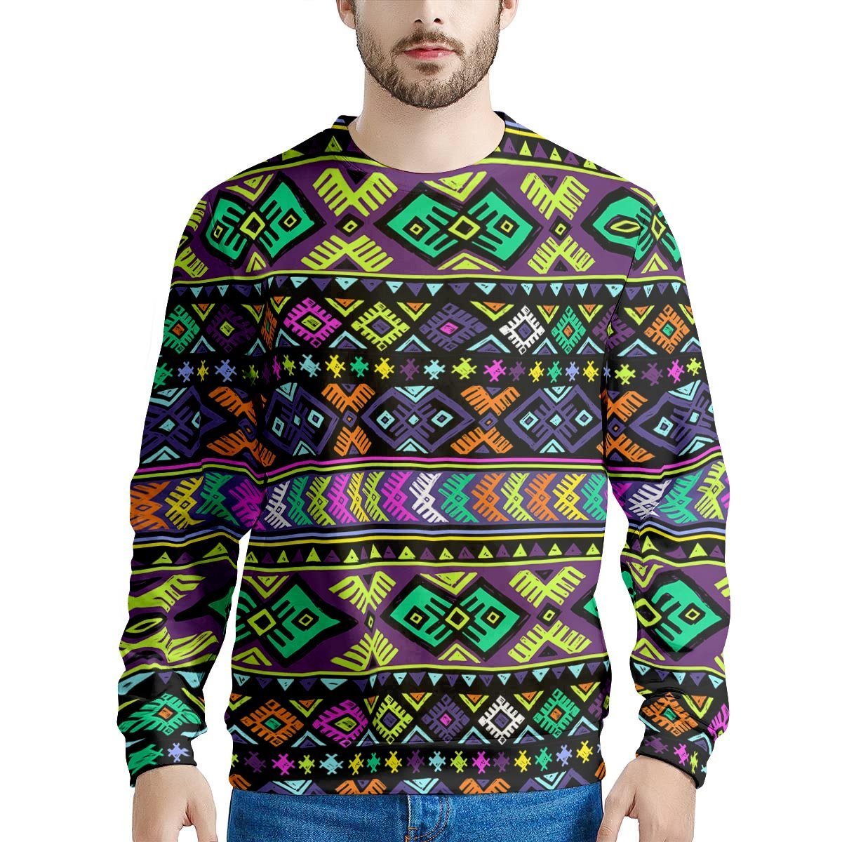 Navojo Aztec Print Men's Sweatshirt-grizzshop