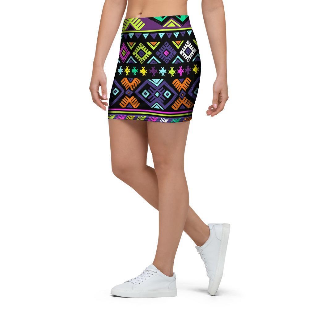 Navojo Aztec Print Mini Skirt-grizzshop