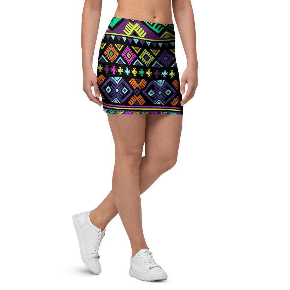 Navojo Aztec Print Mini Skirt-grizzshop