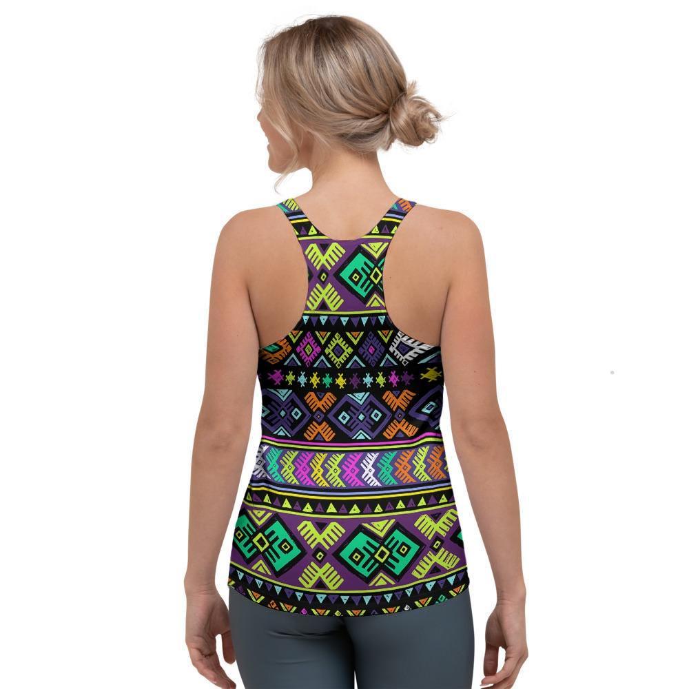 Navojo Aztec Print Women's Racerback Tank Top-grizzshop
