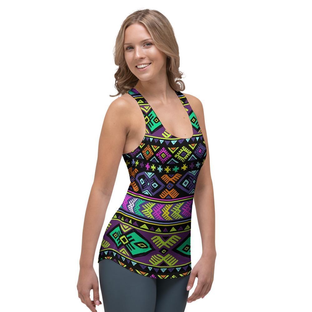Navojo Aztec Print Women's Racerback Tank Top-grizzshop