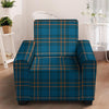 Navy Blue Plaid Tartan Armchair Cover-grizzshop