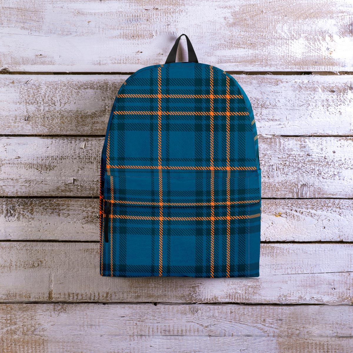 Navy Blue Plaid Tartan Backpack-grizzshop