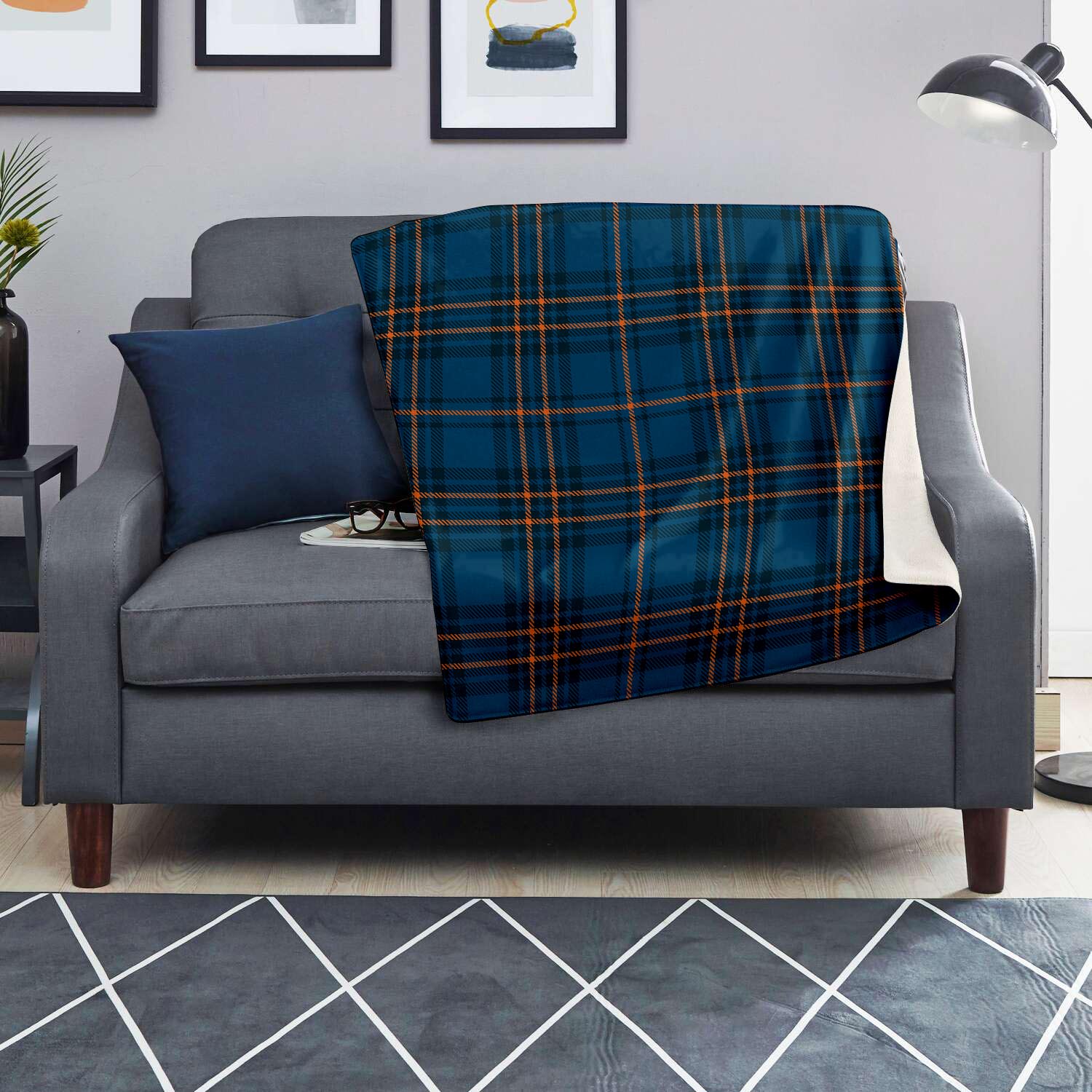 Navy Blue Plaid Tartan Blanket-grizzshop