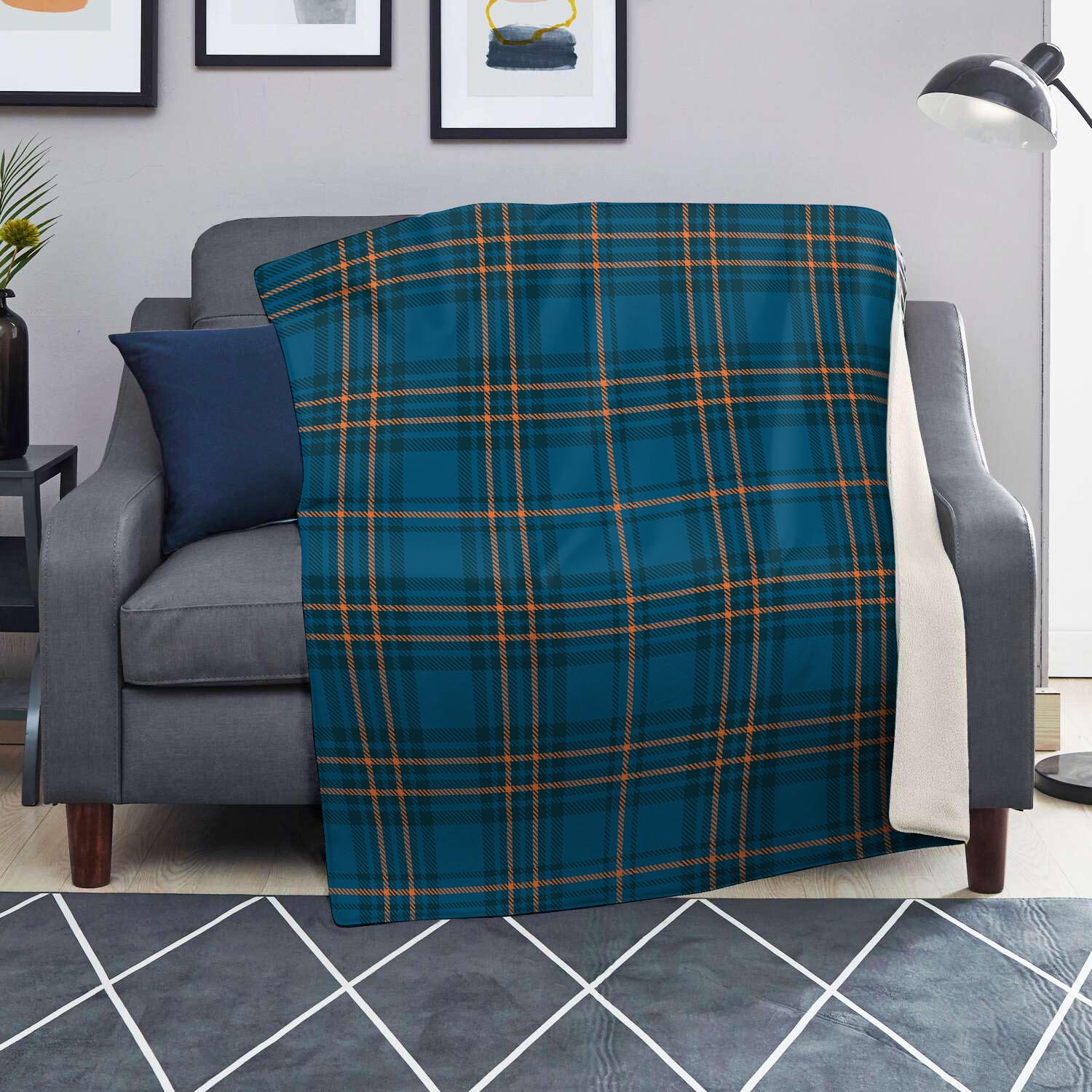 Navy Blue Plaid Tartan Blanket-grizzshop