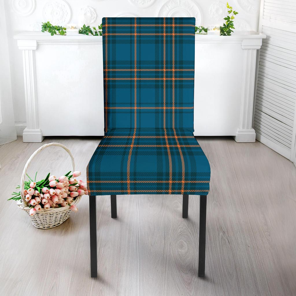 Navy Blue Plaid Tartan Chair Cover-grizzshop