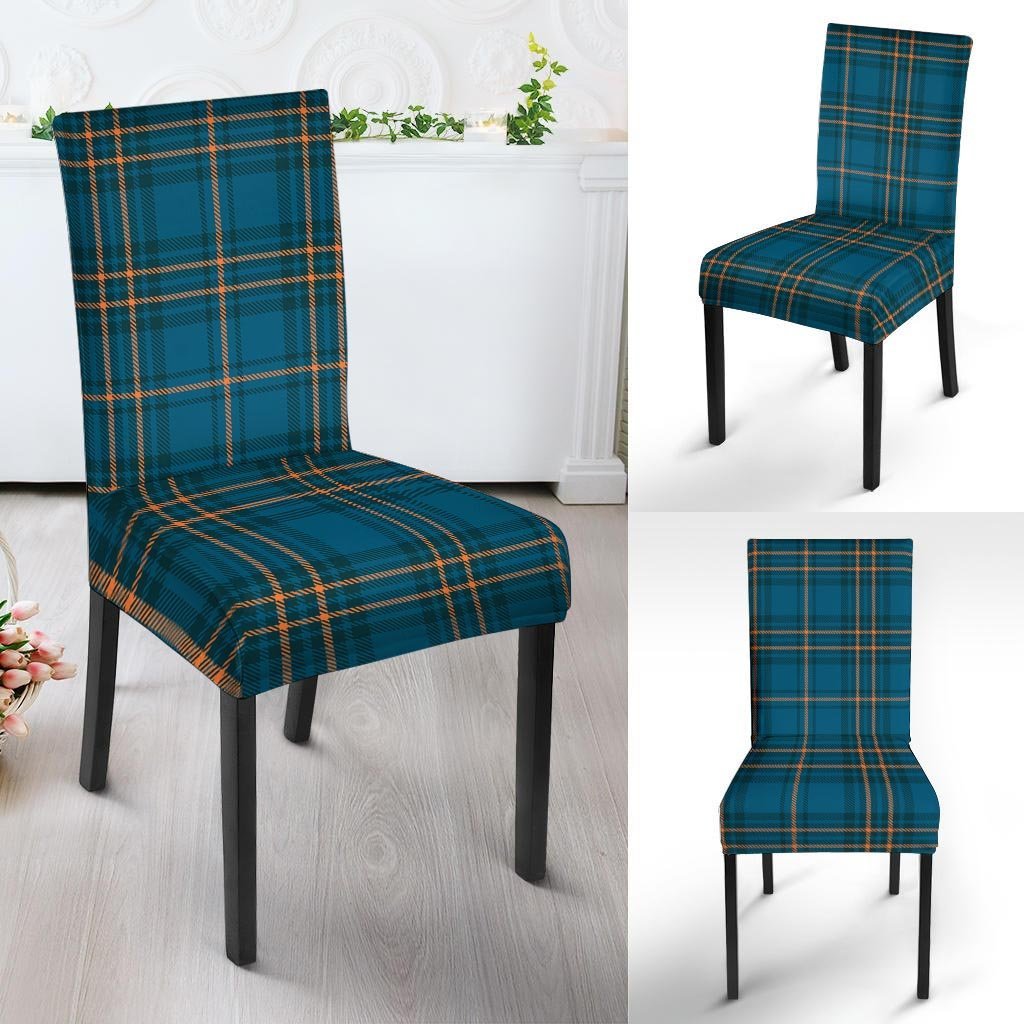 Navy Blue Plaid Tartan Chair Cover-grizzshop