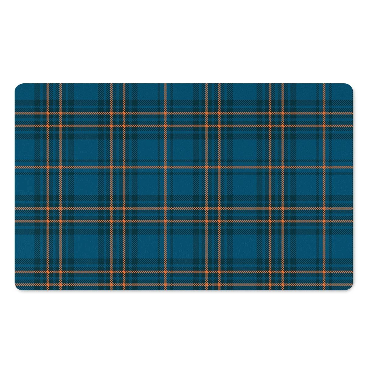 Navy Blue Plaid Tartan Door Mat-grizzshop