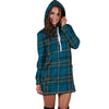 Navy Blue Plaid Tartan Hoodie Dress-grizzshop