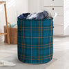 Navy Blue Plaid Tartan Laundry Basket-grizzshop