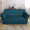 Navy Blue Plaid Tartan Loveseat Cover-grizzshop