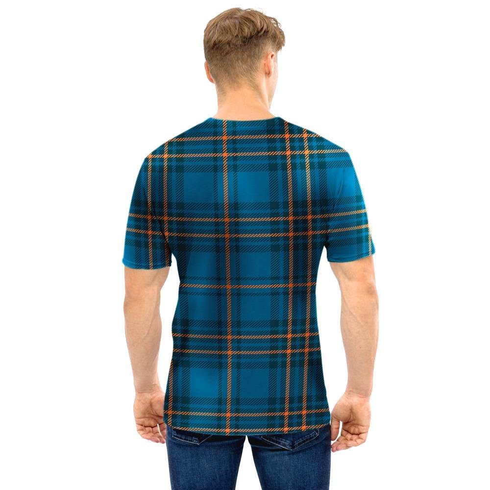 Navy Blue Plaid Tartan Men T Shirt-grizzshop