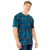 Navy Blue Plaid Tartan Men T Shirt-grizzshop