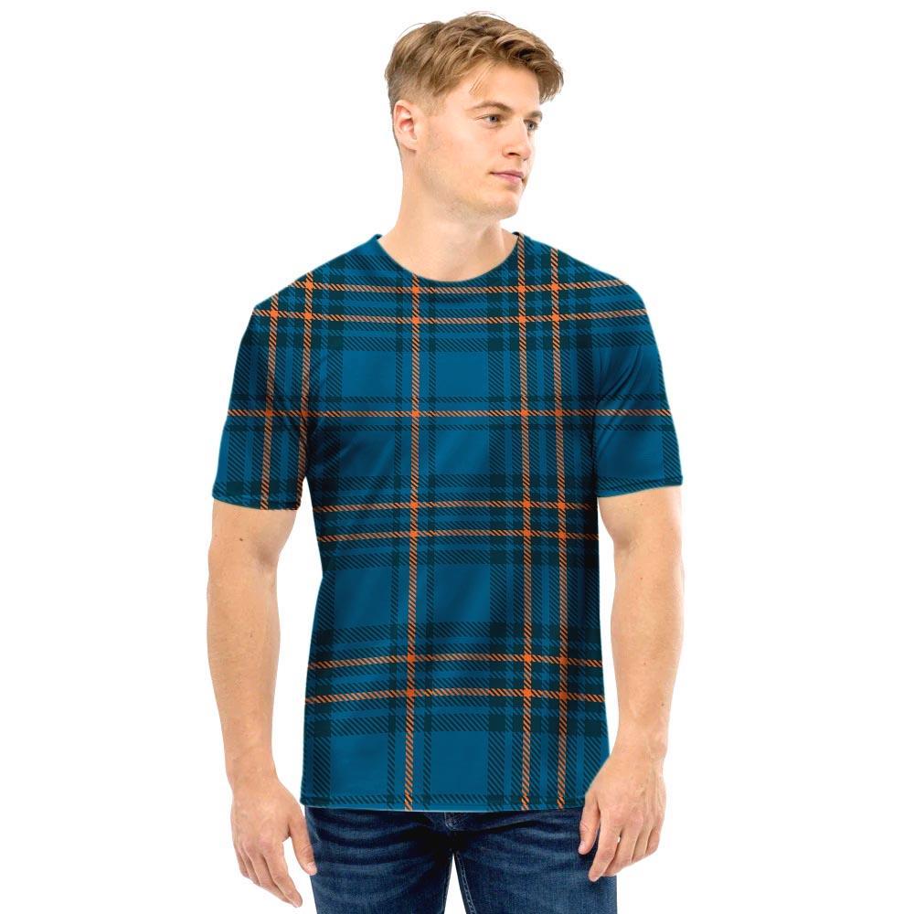 Navy Blue Plaid Tartan Men T Shirt-grizzshop