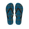 Navy Blue Plaid Tartan Men's Flip Flops-grizzshop