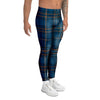 Navy Blue Plaid Tartan Men's Leggings-grizzshop