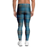 Navy Blue Plaid Tartan Men's Leggings-grizzshop