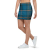 Navy Blue Plaid Tartan Mini Skirt-grizzshop