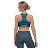 Navy Blue Plaid Tartan Sports Bra-grizzshop